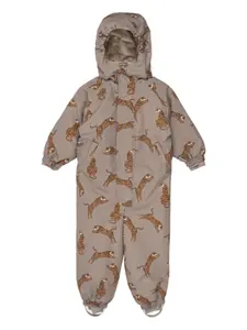 Утеплённый комбинезон с капюшоном и принтом Konges Sløjd, коричневый