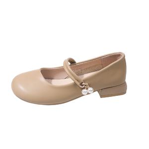 Alxnan Женские туфли Мэри Джейн с массивным каблуком абрикос, цвет Apricot