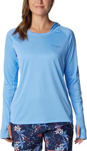 Columbia Women's Tidal Tee Hoodie, White Cap/Bluebell Logo