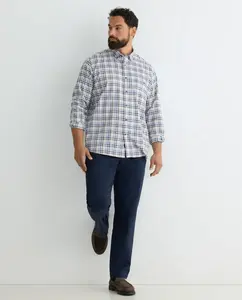 Мужская рубашка с длинным рукавом больших размеров, в клетку викторианского стиля триколор, классический узор Dustin, синий