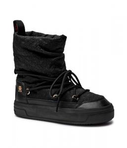 Зимние ботинки со шнуровкой и монограммой Tommy Hilfiger, черный