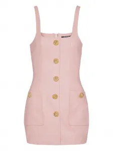 Платье с декоративными пуговицами Balmain, розовый