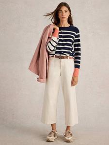 Кнопка эмма джемпер в полоску плеча White Stuff, темно-синий/разноцветный