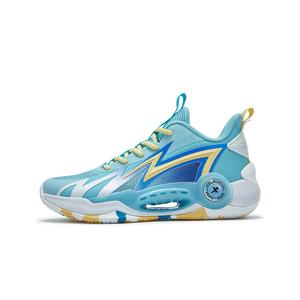 Детские баскетбольные кроссовки с противоскользящей подошвой и износостойким верхом средней высоты XTEP, синий/желтый