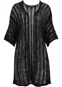 Длинный кардиган с узором из дырочек Bodyflirt, черный