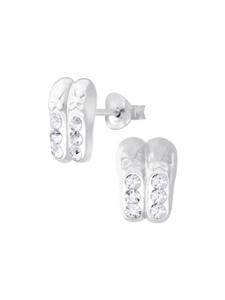 Alexander York Серьги-гвоздики в виде балетных туфелек с белыми кристаллами из серебра 925 пробы, комплект из 2 штук