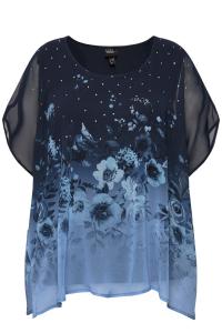 Блуза Ulla Popken, темно-синий/светло-синий