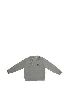 Вышитый топ с круглым вырезом Marni Kids, серый