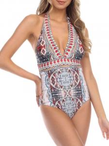 Купальник Слитный La Moda Clothing Boho Bliss с принтом, белый