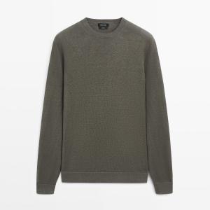 Свитер Massimo Dutti Linen Knit Crew Neck, пудра