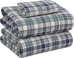 Комплект постельного белья Ruvanti, 3 предмета, 168х244/100х191/51х76 см, зелено-голубой/клетка