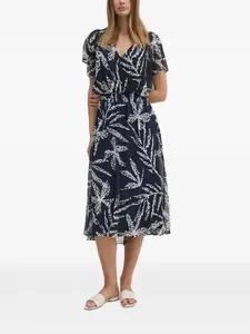 Платье миди с принтом листьев DKNY, синий
