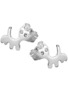 Gallay Серьги-гвоздики, 6x6,5 мм, с изображением кошки, блестящие, серебро 925 пробы