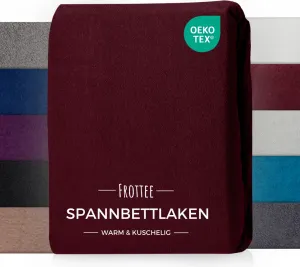 Простыня махровая на резинке красная 90х200 см, уютная зимняя Carpe Sonno