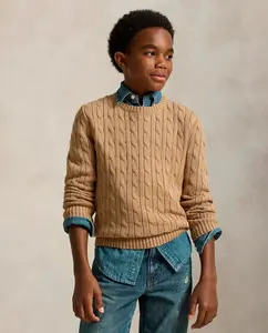 Унисекс джемпер из хлопка с узором "восьмерка" Polo Ralph Lauren, песочный