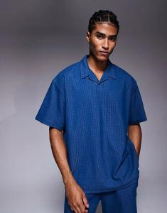 Рубашка-поло ADPT с разрезом на горловине, цвет синий деним