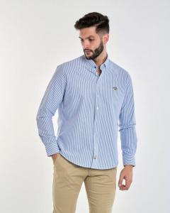 Мужская рубашка классического кроя в полоску с принтом Spagnolo, синий