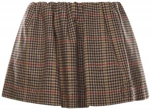 Мини-юбка Miu Miu в клетку «гусиная лапка», коричневая