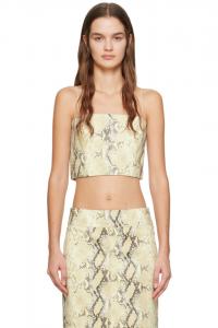 Питон-эмбоссированная кожаная блузка Helmut Lang, бежевый