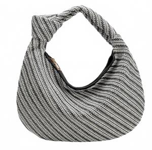 Черная большая наплечная сумка Raffia Recycled Vegan Melie Bianco