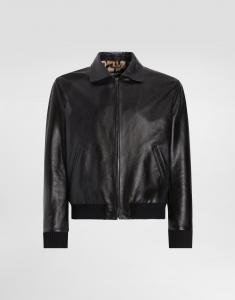 Куртка из гладкой кожи быка Dolce & Gabbana, черный