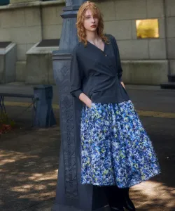 Юбка с цветочным принтом и ворсом Suite, цвет Purple 5 [580]