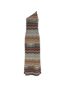 Платье на одно плечо с зигзагообразным узором из пайеток Missoni, бежевый