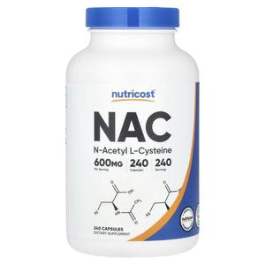 NAC, 600 мг, 240 капсул Nutricost