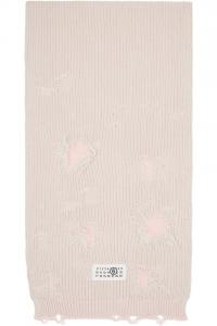 Mm6 Maison Margiela Шарф с оптическими ребрами серо-розового цвета