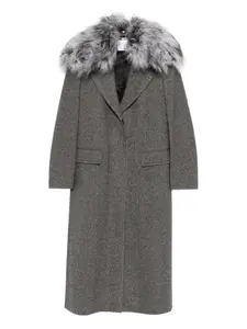 Пальто с меховым воротником Blumarine, серый
