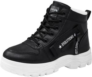 Женские зимние ботинки на шнуровке с теплой плюшевой подкладкой, водоотталкивающая подошва, высокие до щиколотки Laukie, Black