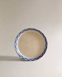 Тарелка-плато Zara Home Ceramic Side With Checked Edge, бежевый/синий