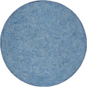 Ковер SAFAVIEH, 183 x 183 см, Ikat Collection, круглый, Blue, ручной работы из шерсти, идеален для помещений с высокой проходимостью в гостиной, спальне (IKT506M)