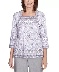 Женский топ Crystal Springs Border Medallion Kaleidoscope Square Degree Alfred Dunner, мультиколор