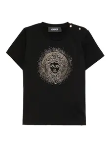 Футболка с узором Medusa Versace Kids, черный