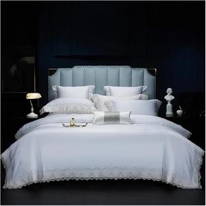 Generic Комплект постельного белья из египетского хлопка 1000TC французский романтический с кружевом White