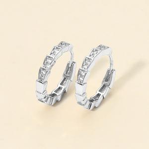 Геометрические серьги-кольца с фианитами, покрытыми 14-каратным золотом Fashnzfab, серебряный