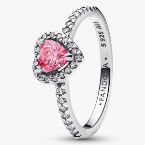 Кольцо Pandora Elevated Pink Heart, серебро