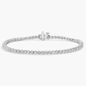 Теннисный браслет с двумя зубцами из выращенного в лаборатории бриллианта 7 дюймов из 14-каратного белого золота (4 карата, два карата - FG / VS2-SI1) Blue Nile