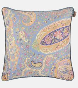 Вышитая хлопковая подушка Maranta Etro, Light Blue