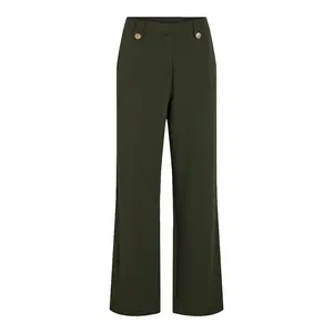Брюки с высокой талией Vila Clua Wide Leg Fit Button, зеленый