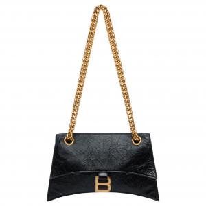 Crush Chain Плечевая Сумка Маленькая Черная/Состаренное Золото Balenciaga