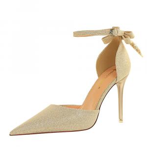 QITUMAUL Женские туфли на высоком каблуке светло-золотистые [высота каблука 10 см], цвет Light Gold[Heel Height 10cm]