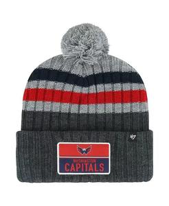Мужская серая вязаная шапка с нашивкой Washington Capitals Stack и помпоном '47 Brand