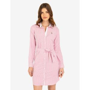 Платье U.S. Polo Assn. Striped Multi-Colored Logo Oxford, розовый