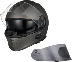 Шлем мотоциклетный VCAN Bluetooth VX188-BT с двойным визором, черный