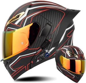 Шлем мотоциклетный Esrada QLTK885 Bluetooth с хвостом, черный / красный