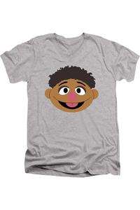 Футболка с коротким рукавом и V-образным вырезом для взрослых из хлопка премиум-класса «Улица Сезам» Тамир Фейс Gildan, цвет athletic heather