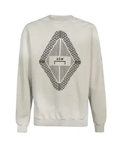 Хлопковая толстовка с ребристым воротником и принтом. A-Cold-Wall, серый