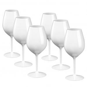 Бокалы DoimoFlair из пластика, небьющиеся бокалы для вина, бокалы для шампанского, пластик, белые, 51 кл. Набор из 6 шт